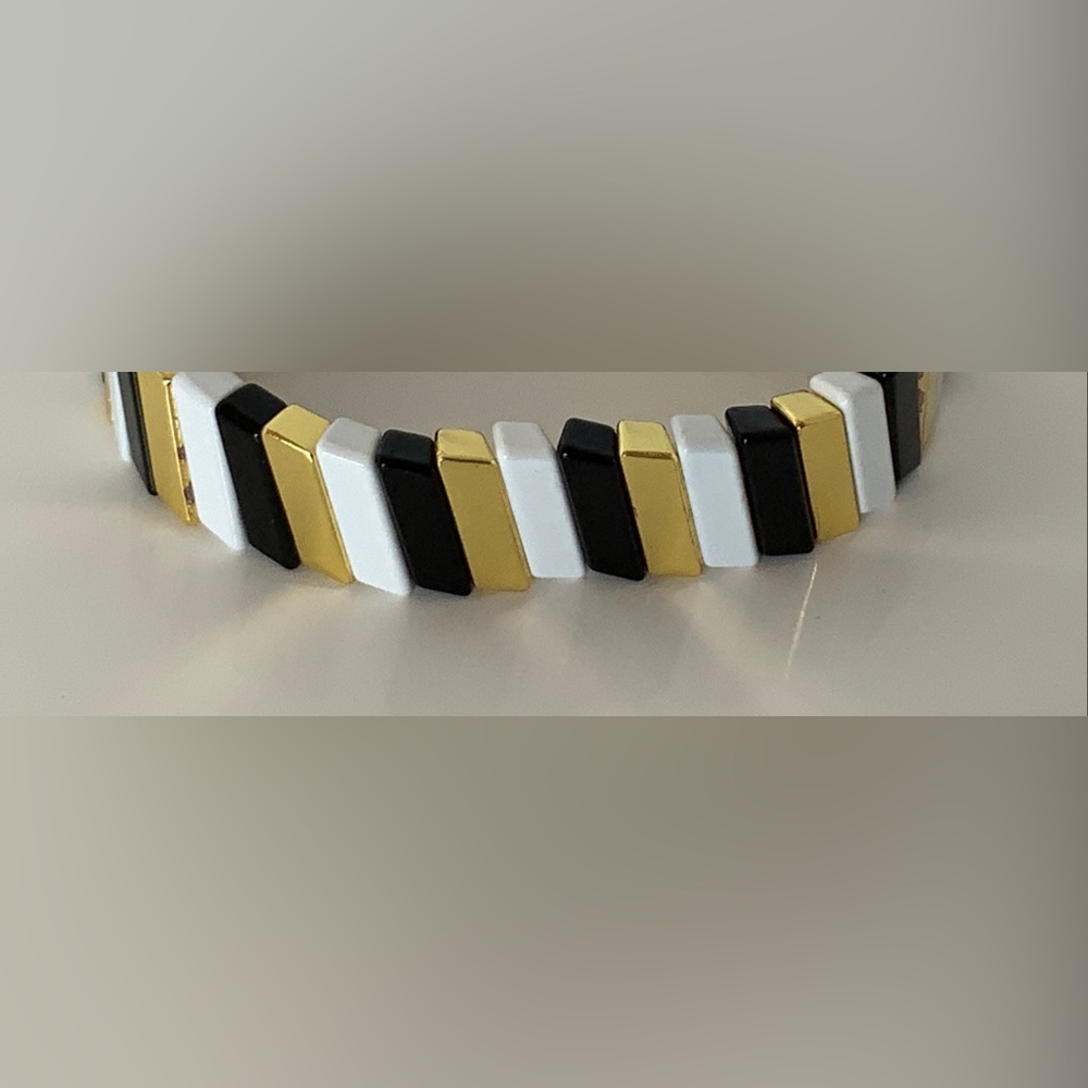NWOT Tile Bracelet Gold Black White